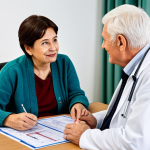 Elderly Care - Medical Consultation**

Prompt: An elderly patient, fully clothed in a comfortable cardigan, sitting in a well-lit consultation room, discussing their health with a friendly doctor in a white coat, appropriate attire, medical charts visible in the background, safe for work, perfect anatomy, correct proportions, professional medical setting, high quality, family-friendly.

**