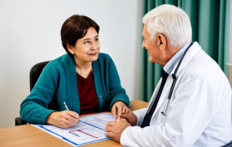 Elderly Care - Medical Consultation**
Prompt: An elderly patient, fully clothed in a comfortable cardigan, sitting in a well-lit consultation room, discussing their health with a friendly doctor in a white coat, appropriate attire, medical charts visible in the background, safe for work, perfect anatomy, correct proportions, professional medical setting, high quality, family-friendly.
**