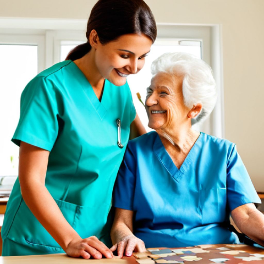요양병원에서 관리하는 노인성 우울증 - **

"A geriatric care nurse, fully clothed in professional scrubs, gently assisting a senior woman i...