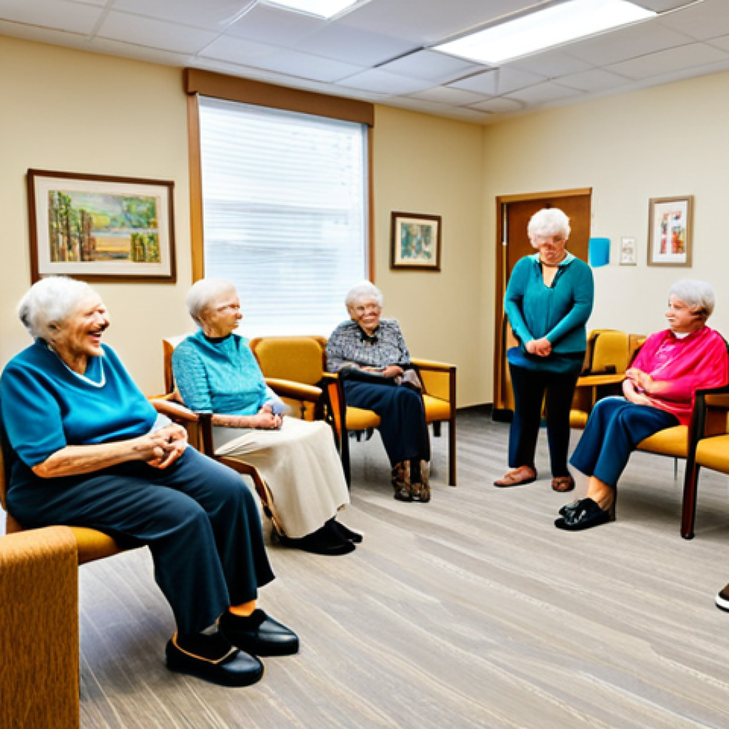 치매 요양병원 추천 목록 - **
"A bright and welcoming common area in a dementia care facility, showing residents participating...
