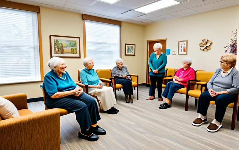 치매 요양병원 추천 목록 - **
"A bright and welcoming common area in a dementia care facility, showing residents participating...